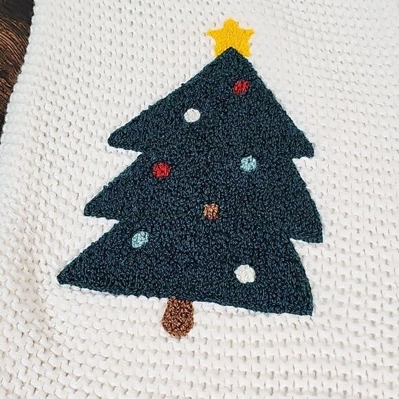 The Farmhouse by Rachel Ashwell Knit Christmas Stocking NWOT Tree White Fur Trim - Picture 3 of 8